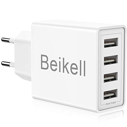 Beikell Cargador USB de Pared con 4 Puertos, 5A/25W Rápido Cargador...