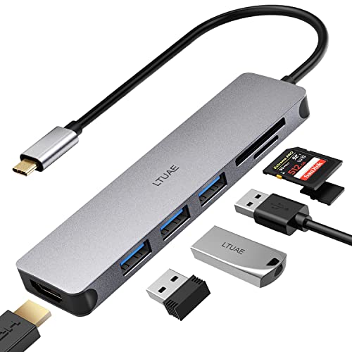 Hub USB C, 7 En 1 Adaptador USB C Hub a HDMI 4K, 3 Puertos USB 3.0,...