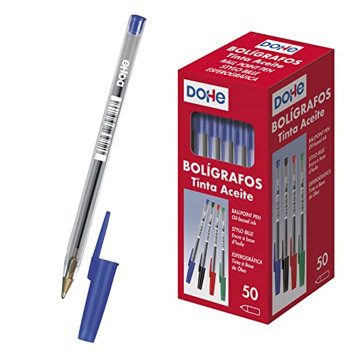 Dohe - Caja de bolígrafos con capucha - 1,0 mm - 50 uds - Azul