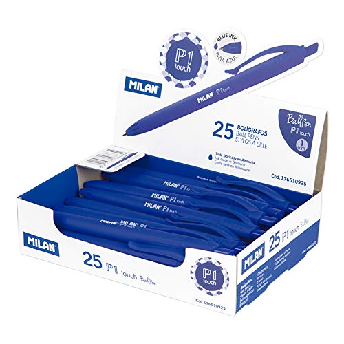 MILAN® Caja expositora 25 bolígrafos P1 touch azul